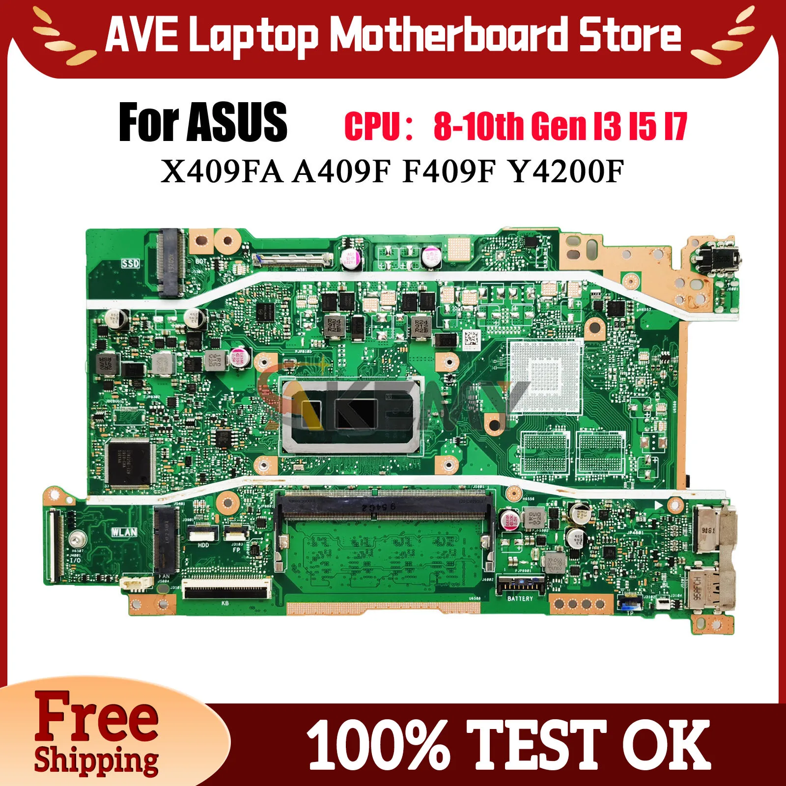 carte-mere-d'ordinateur-portable-x409fa-pour-asus-x409fj-x409fac-x409fb-y4200f-x409fl-x409f-f409f-a409f-avec-processeur-i3-i5-i7-tests-100-reussis