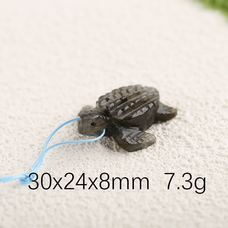 

Grey Labradorite Turtle Carving Pendant for Necklace Stone Fashion Handmade Natural Jewelry 30x24x8mm 9.3g