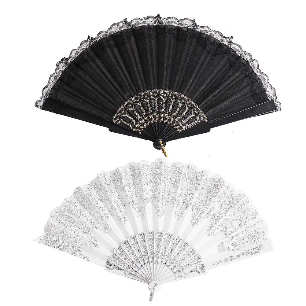 Éventail pliant chinois en dentelle, 1 pièce, décoration de porche de maison, pendentif de table, décoration artistique de thé, accessoires de prise de vue en plein air, ventilateurs portables