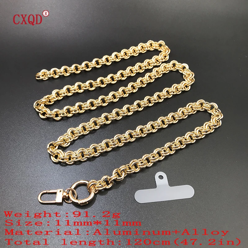 120cm Bevel Design Anti-lost Phone Lanyard Rope Neck Strap Portable Double Ring Aluminum Phone Chain Accessories Gift Outdoor