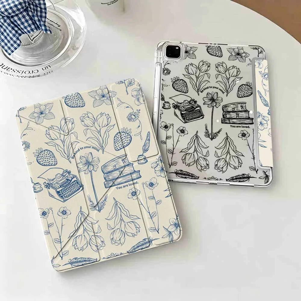 Vintage Books Typewriter For iPad Pro 11 12.9 13 A16 M2 M4 M3 M5 Shell 9.7 10.2 5/6/7/8/9/10/11th Mini Air 3 4 5 6 Cover