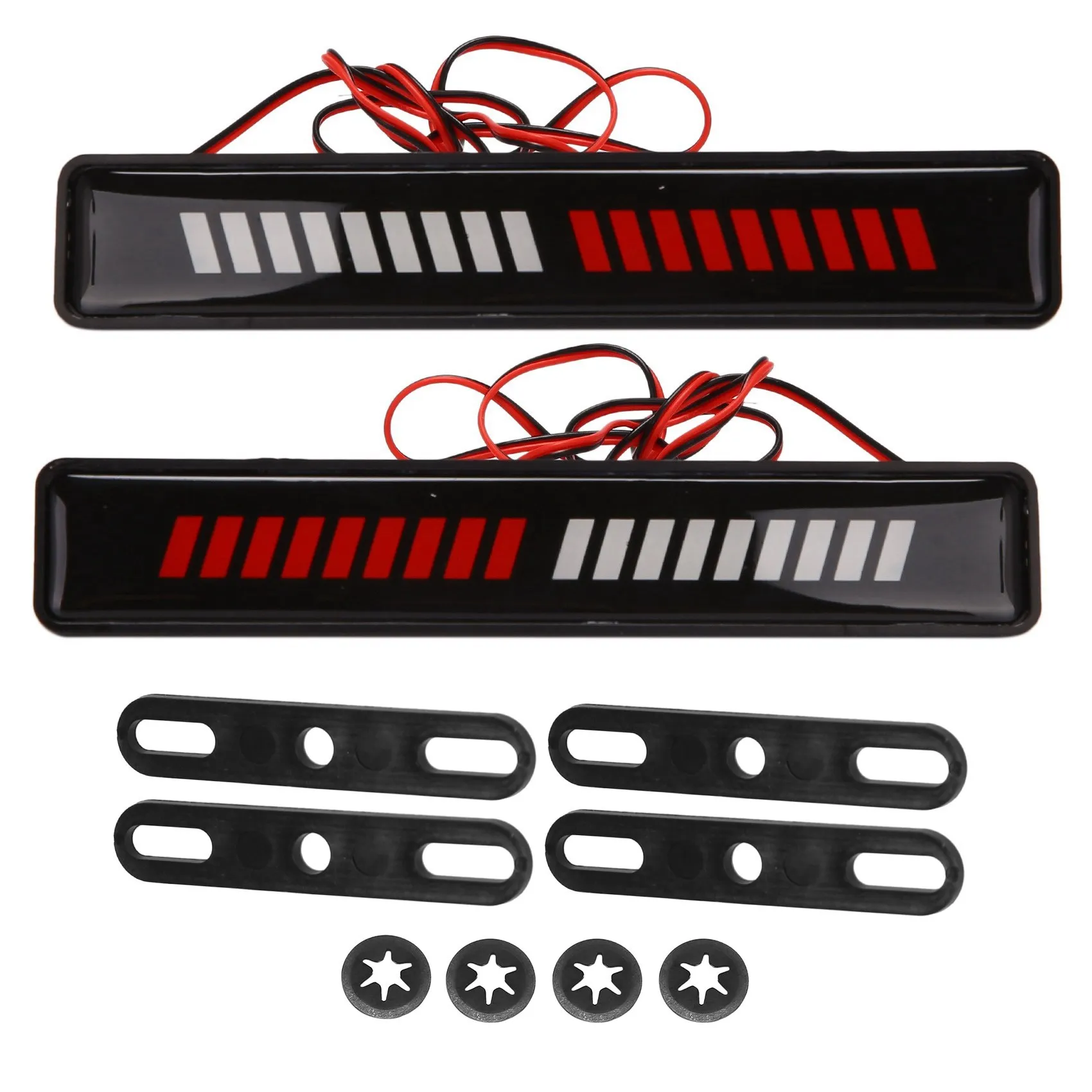 Pair Red + White Light LED Front Signal Light Front Grille Front Bumper Grilles Lights Lamps for BMW Ford Accessories