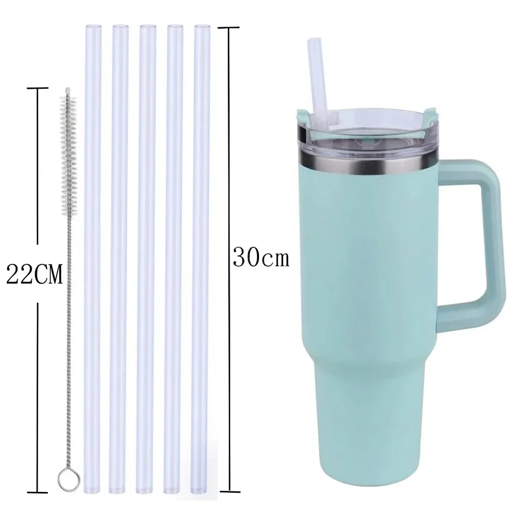 Canudos retos de 9 mm para copos térmicos, garrafas e copos com sistema de vácuo, com escova de limpeza, adequados para copos Stanley de 18 a 40 oz.