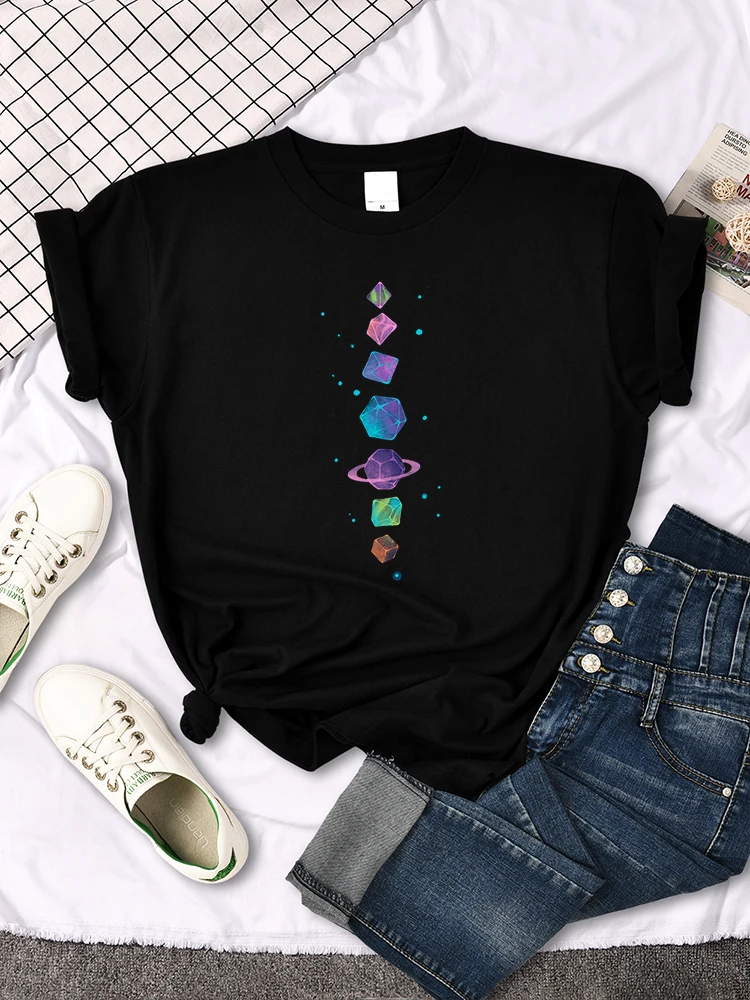 Outer Space Colored Meteorite Female Tees Shirts Oversize Clothing Fashion Style t-shirt Loose Top Summer Spring Female T Shirt