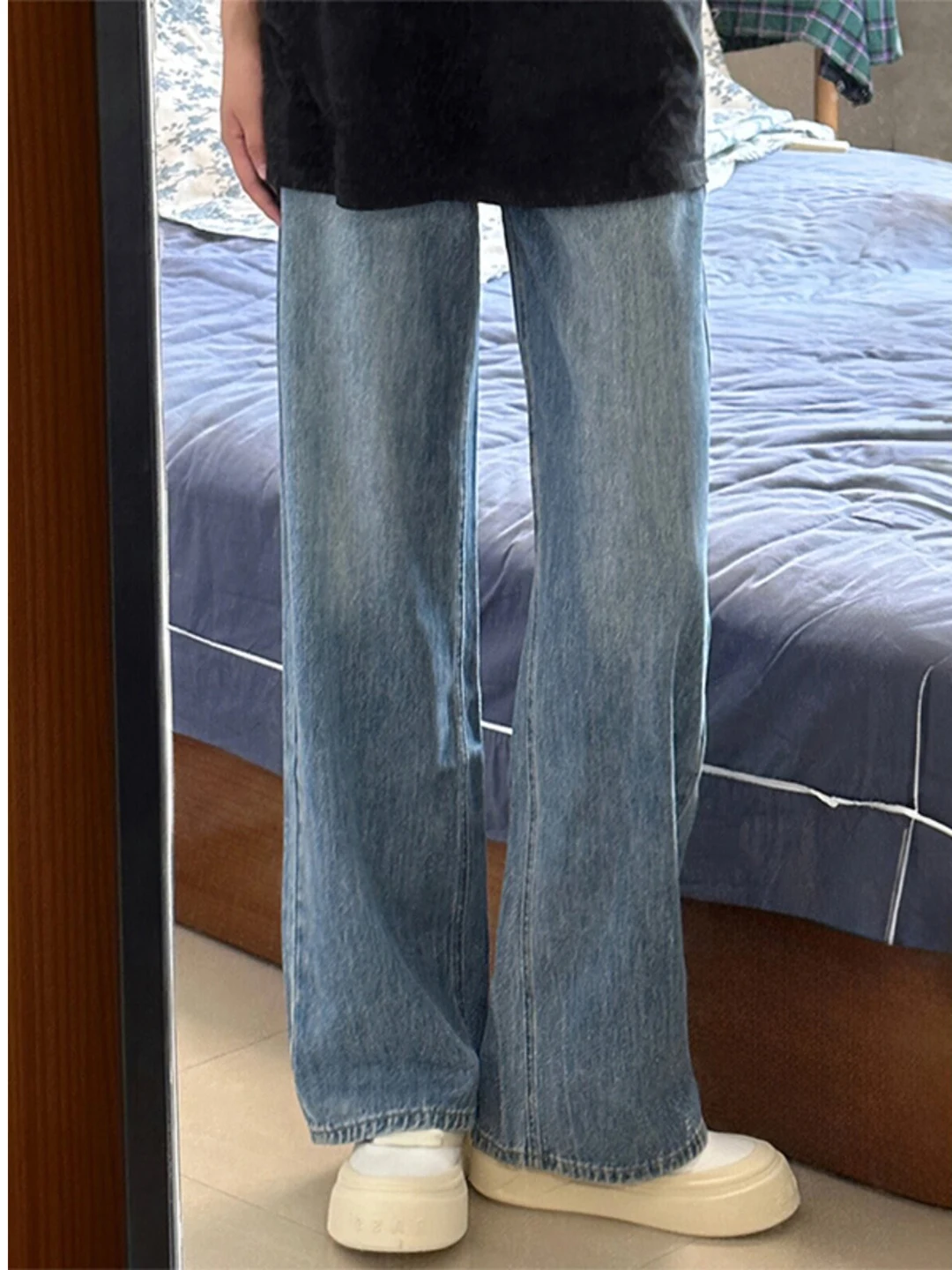 

plus Size Women's Vintage Straight Leg Jeans Loose Fit Summer New Style Pear Shape Body Wide Leg Pants High Waist Button Detail
