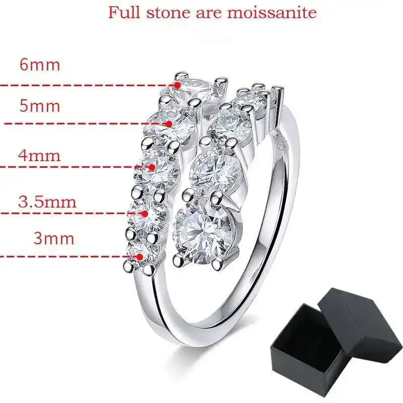 JoiasHome Edelsteine Vollmoissanit-Ringe für Damen Funkelnder Makelloser Diamant-Ehering S925 Sterling Silber Schmuck – Detail 9
