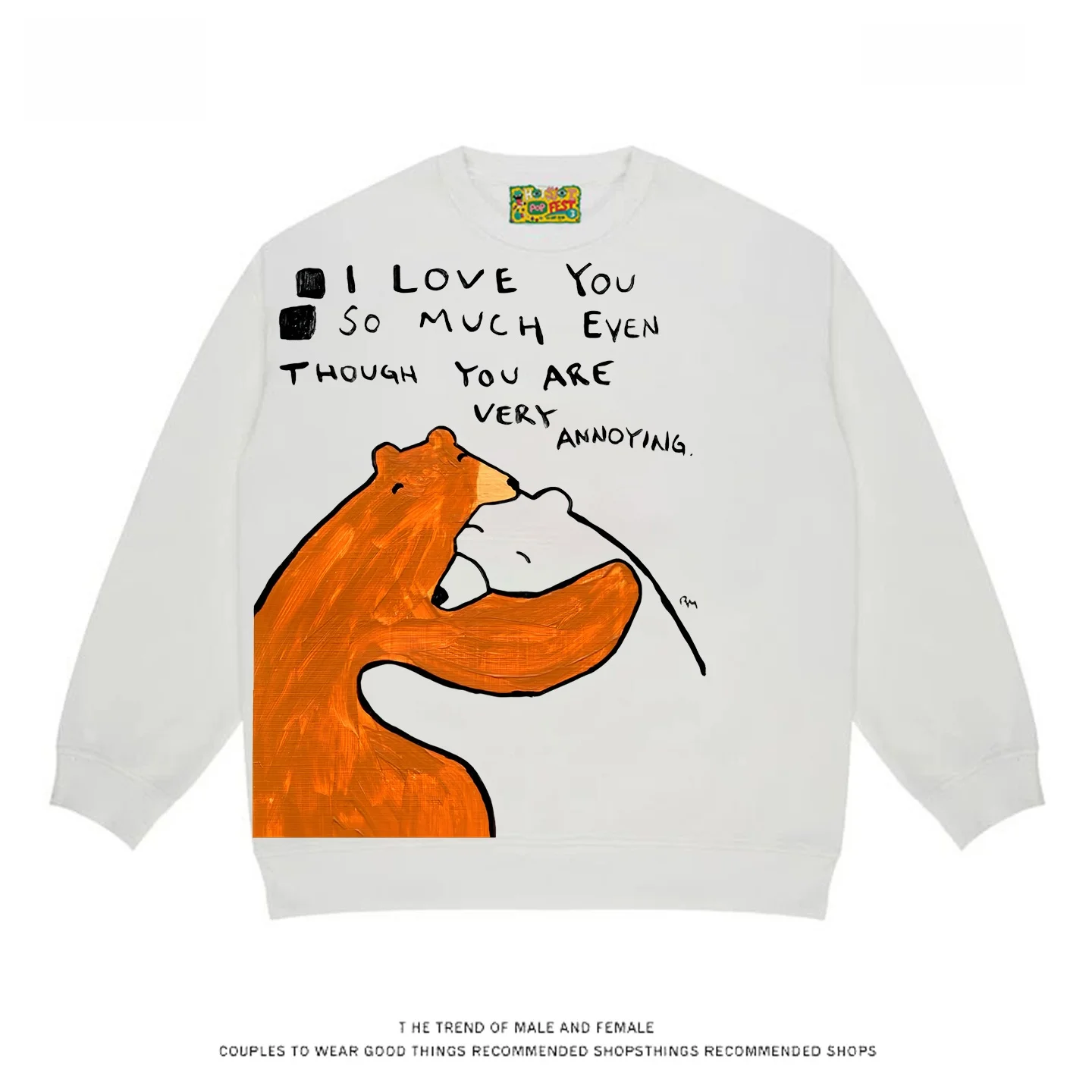 

4Hearts Creative Bear Design round Ne Sweatirt Loose Fit Autumn Winter New Sle Versatile Comfortable ex Crew Ne P...