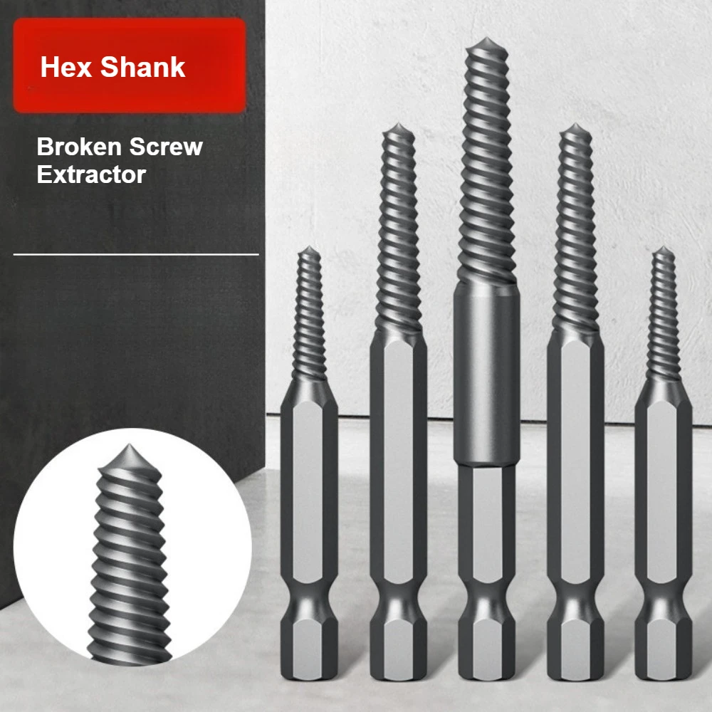 Hex Shank Broken Screw Extractor Damaged Screw Drill Remover Tool Damaged Stud Removal Tool Carbon Steel Hex Shank Spanner Tools