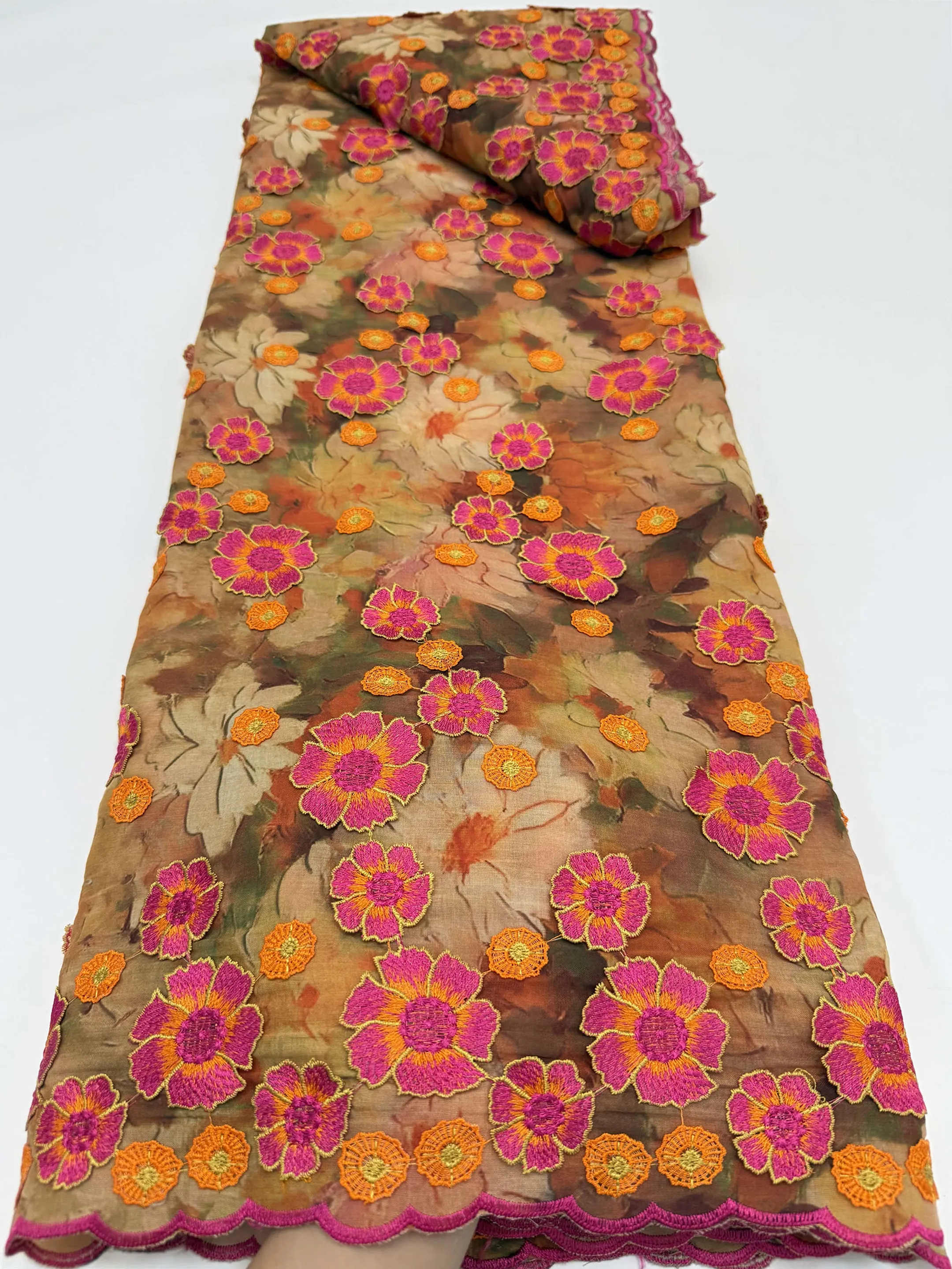 Swiss Voile Lace Fabric 3D Flower Applique with Stones Super Quality for Women's Wedding Dress African Style 2026 Material
