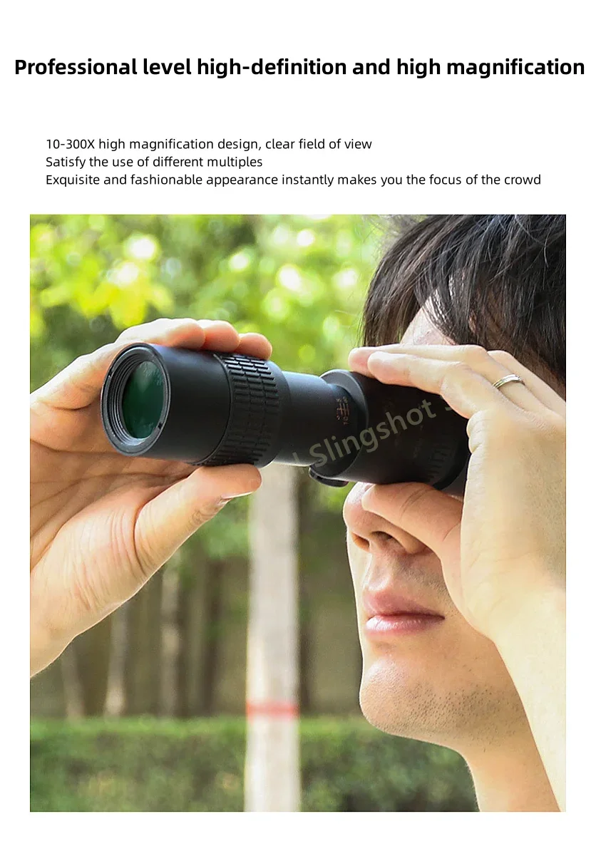 Leistungsstarkes Monokular-Teleskop mit 10-300-fachem Zoom, professionelles Monokular-Teleskop, HD, hochwertiges BAK4-Prisma, tragbares Camping – Detail 3