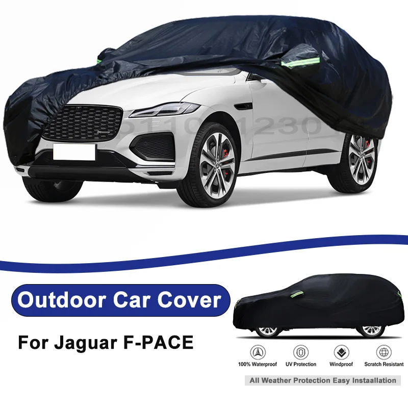Outdoor Full Car Cover For Jaguar F-PACE with Reflective Strips Waterproof Snowproof Dustproof UV Protection Auto Accessories