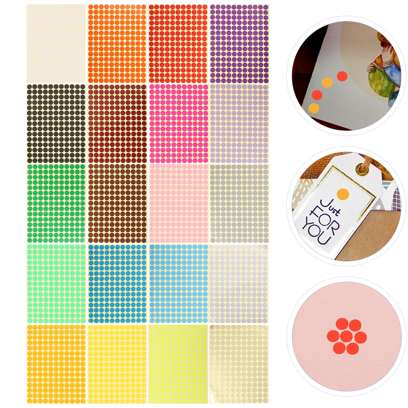 

20 Sheets Dot Stickers Color Coded Round Small Circle Peel Off for Labeling Home Office School Reusable Containers Self Adhesive