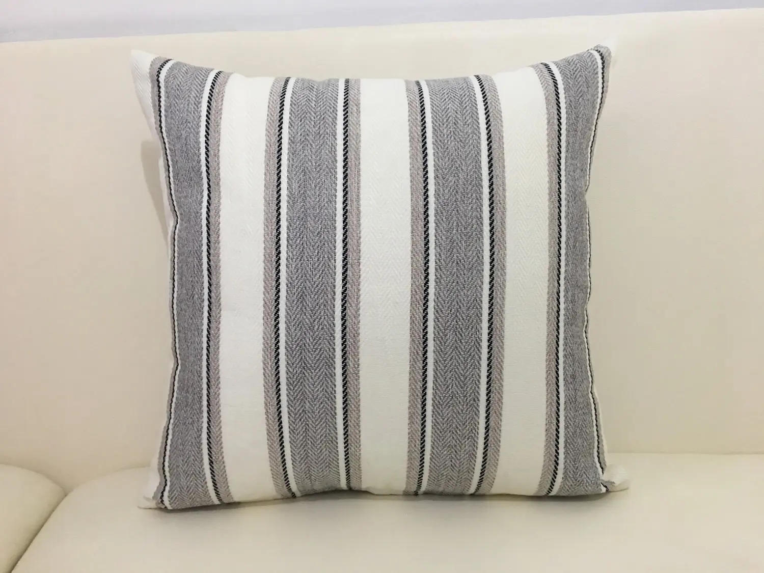 Set of 2 Pack Cool Stripe Pillow Cases Cotton Linen Square Decorative Throw Cushion Cover