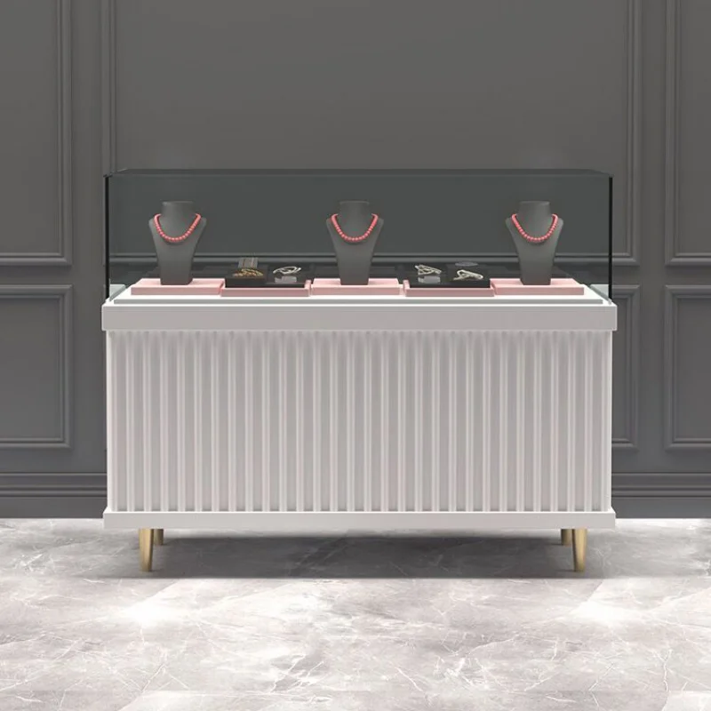 custom.High End Tempered Glass Jewelry showcase Jewellery Store Glass Display Cabinet with Led Lights