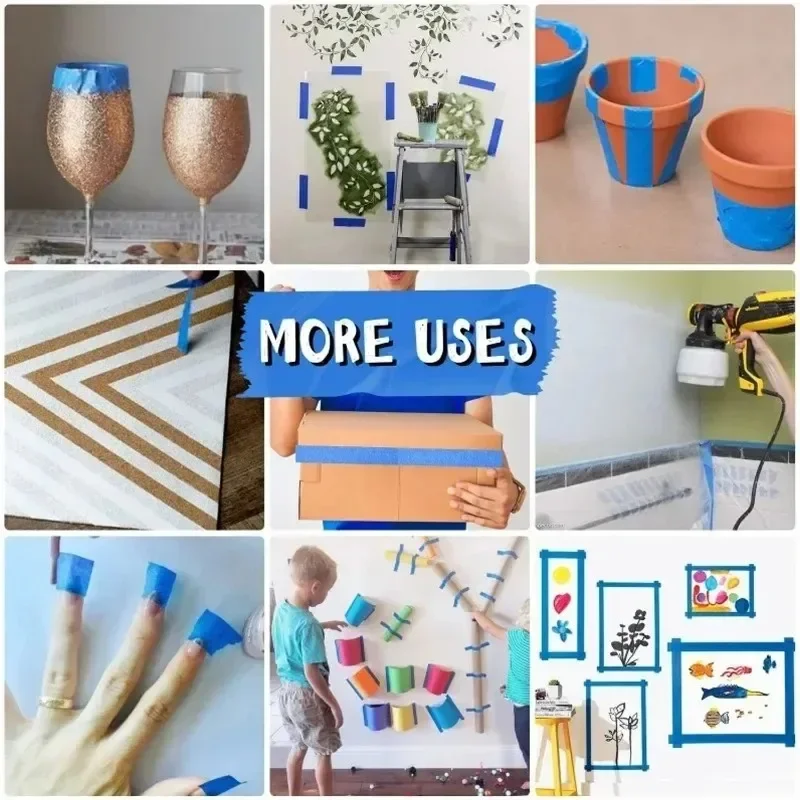 Blue Paint Tape Easy Removal Masking Painter Tapes for DIY Wall Painting Crafts Construction Release Trim Edge Painter's Tape