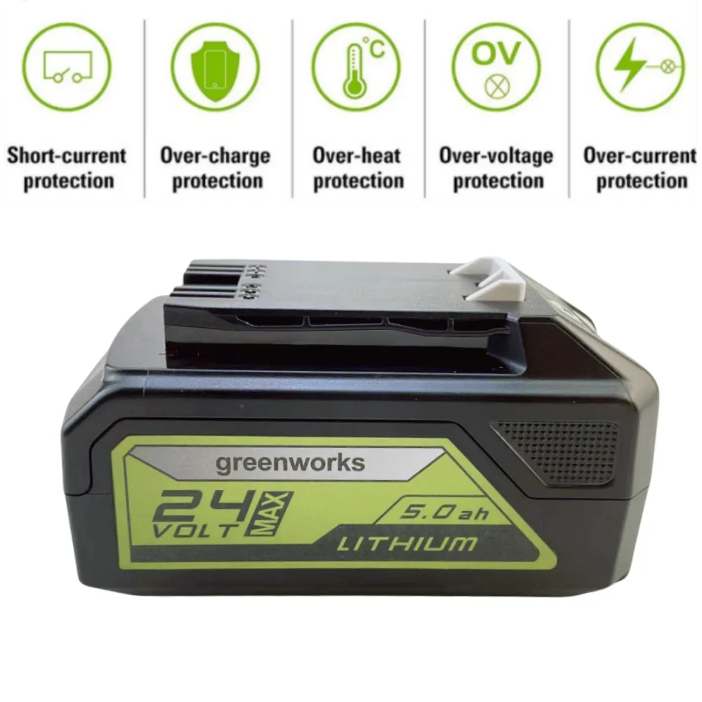 بطارية Greenworks الجديدة 24 فولت 8.0 أمبير في الساعة Greenworks مناسبة لأدوات Greenworks 24 فولت 48 فولت MO24B410 MO48L4211 HT24B210 21342