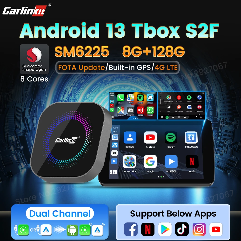 CarlinKit SM6225 CarPlay Ai Box Android 13 TV Box 8G128G Wireless CarPlay Android Auto Smart Car TV Box for Youtube Netfilx FOTA