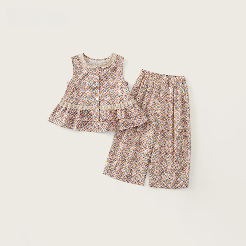 

Новый хит продаж 2026: Летний комплект из двух предметов — топ с круглым вырезом и цветочным принтом и брюки с эластичным поясом