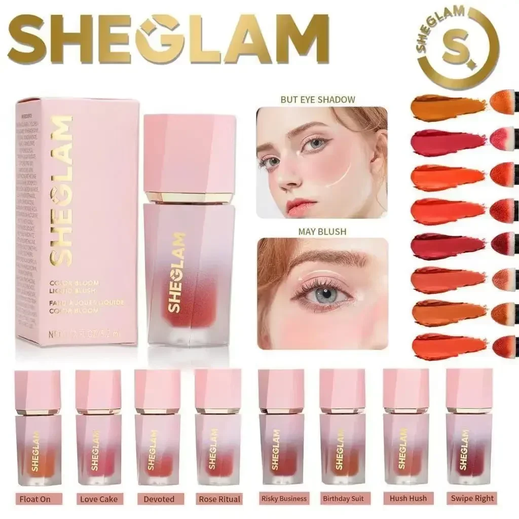 sheglam Blush Liquid Cheek Blush Eyes&lips Makeup Blush Stick Gel Cream Waterproof Multi-purpose Cosmetics with Sponge