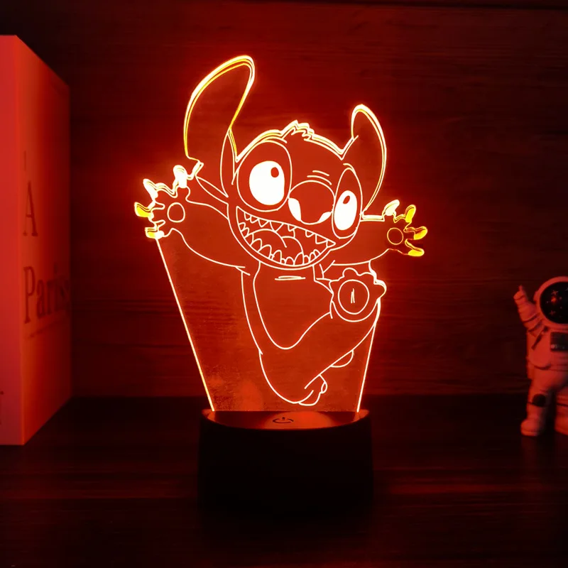 New Stitch 3d Night Light  Anime Figure Smart Touch Room Decor Lamp Birthday Valentine'S Day Christmas Desktop Decoration Gifts