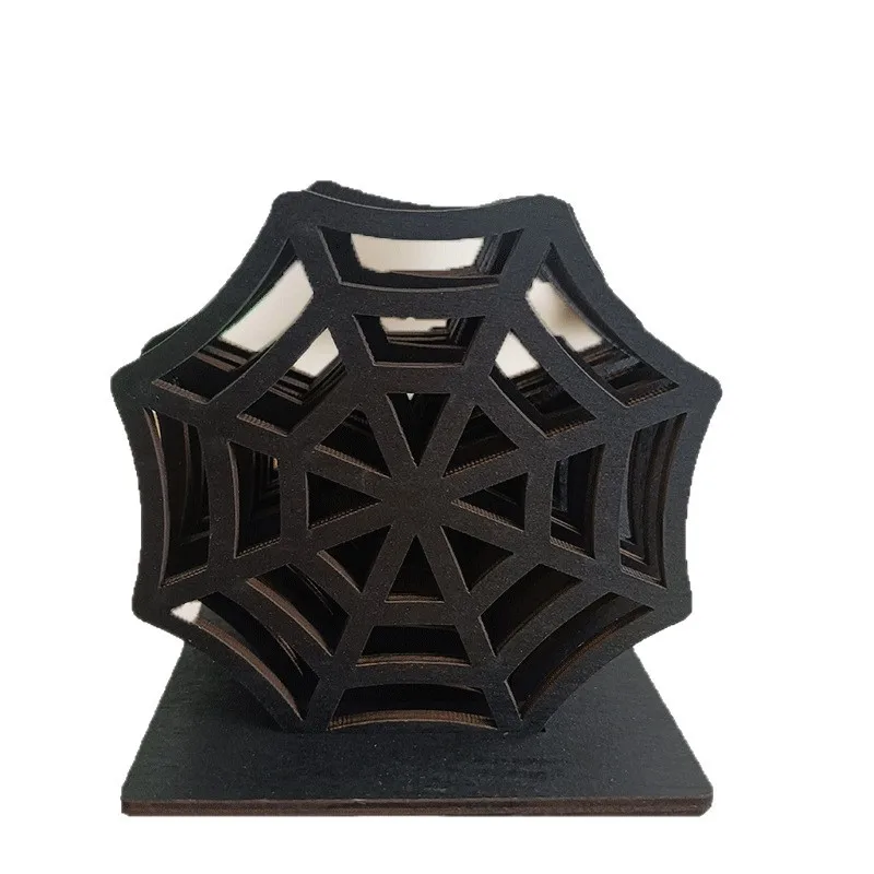 Spider Coaster Spider Web Hollow Wooden Coaster Kitchen Anti-scald Insulated Placemat Suitable For Home Decoration