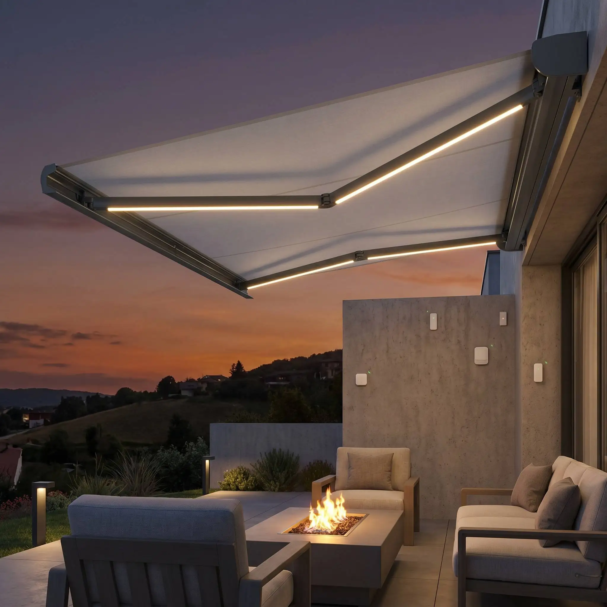 Modern Outdoor Full Cassette Aluminum Frame Acrylic Sunshade Rainproof and UV Protection Awning Long Lasting and Durable Canopy