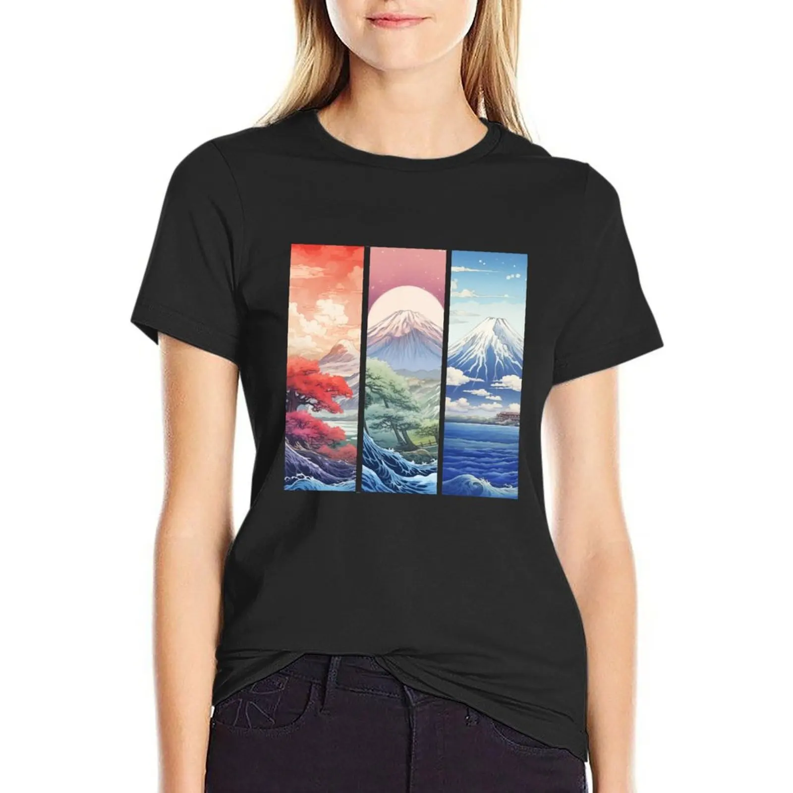 The Beautiful Mount Fuji T-Shirt summer tops summer clothes customs white t shirts for Women