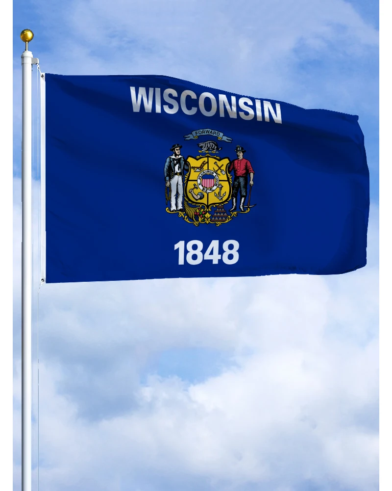 3×5Ft Wisconsin estado EUA bandeira poliéster impresso tapeçaria de banner para decoração