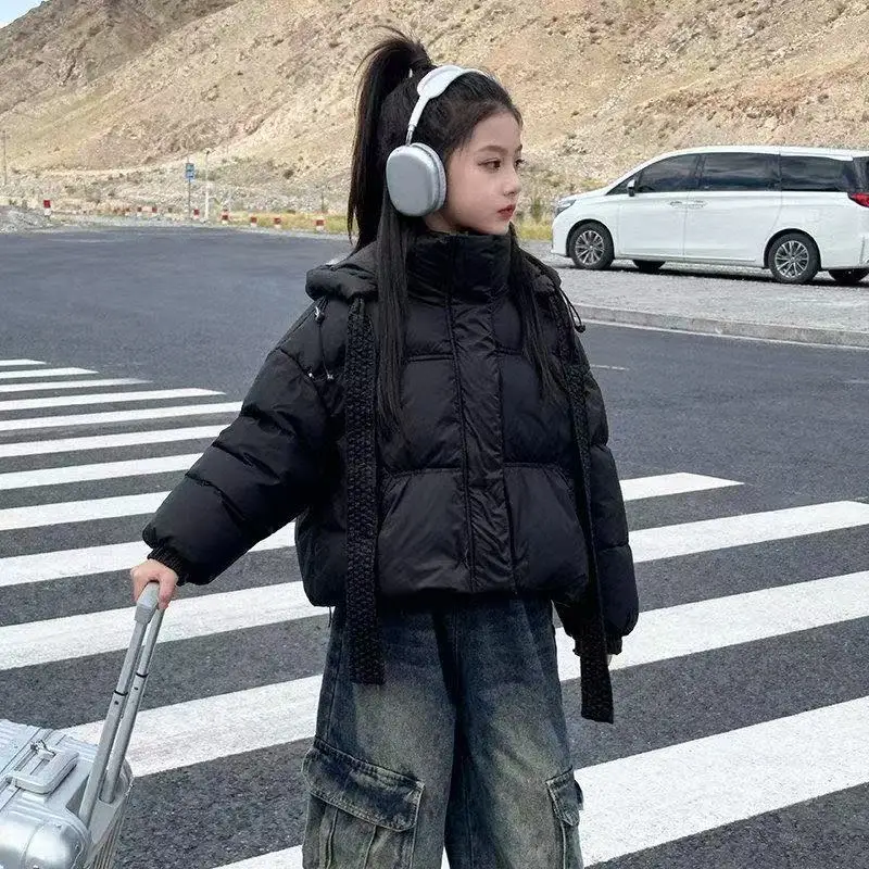 Girls' Hooded Jacket 2026 Winter New Baby Cotton Coats Warm Short Jacket Winter Clothing for Children