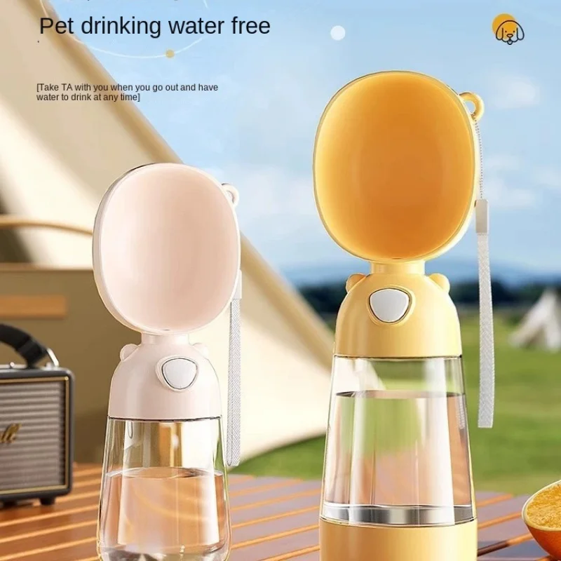 

500ml Portable Dog Water Bottle Leak-Proof Outdoor Dispenser with Carabiner Clip And Foldable Bowl BPA-Free for Hiking Camping