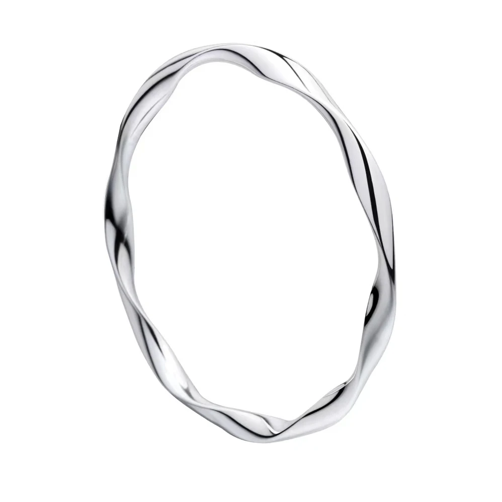 Trend Smooth Mobius Wave Twist Bangles Bracelets For Women Wedding Trendy Simple Jewelry Silver Color Accessory Pulseiras Gift