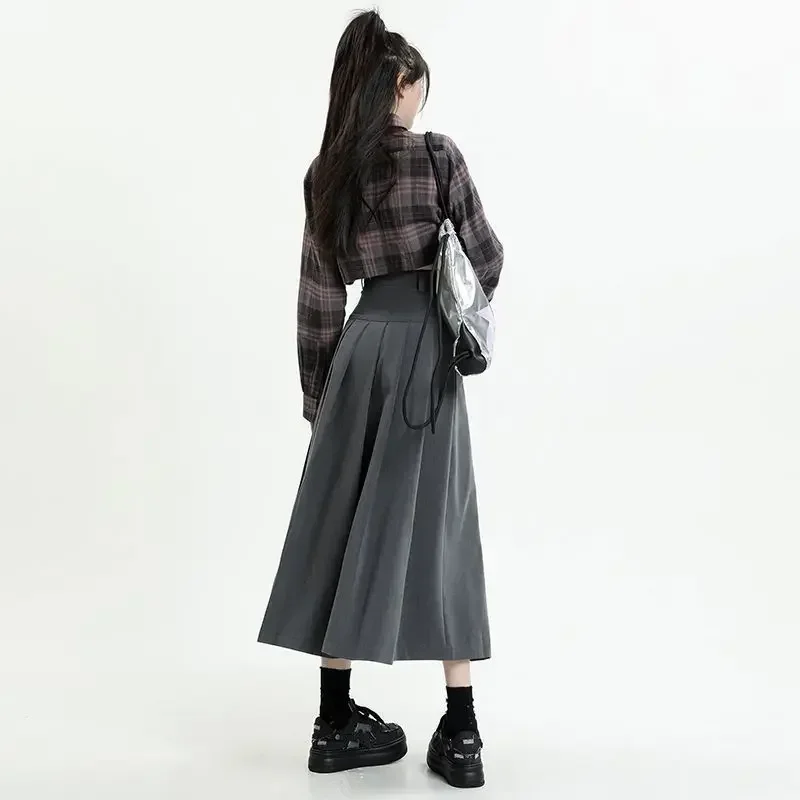 Preppy Style Pleated Midi Skirts Women Classic All-match Jk Spring Popular College Gentle High Waist Harajuku Y2k Chic Faldas