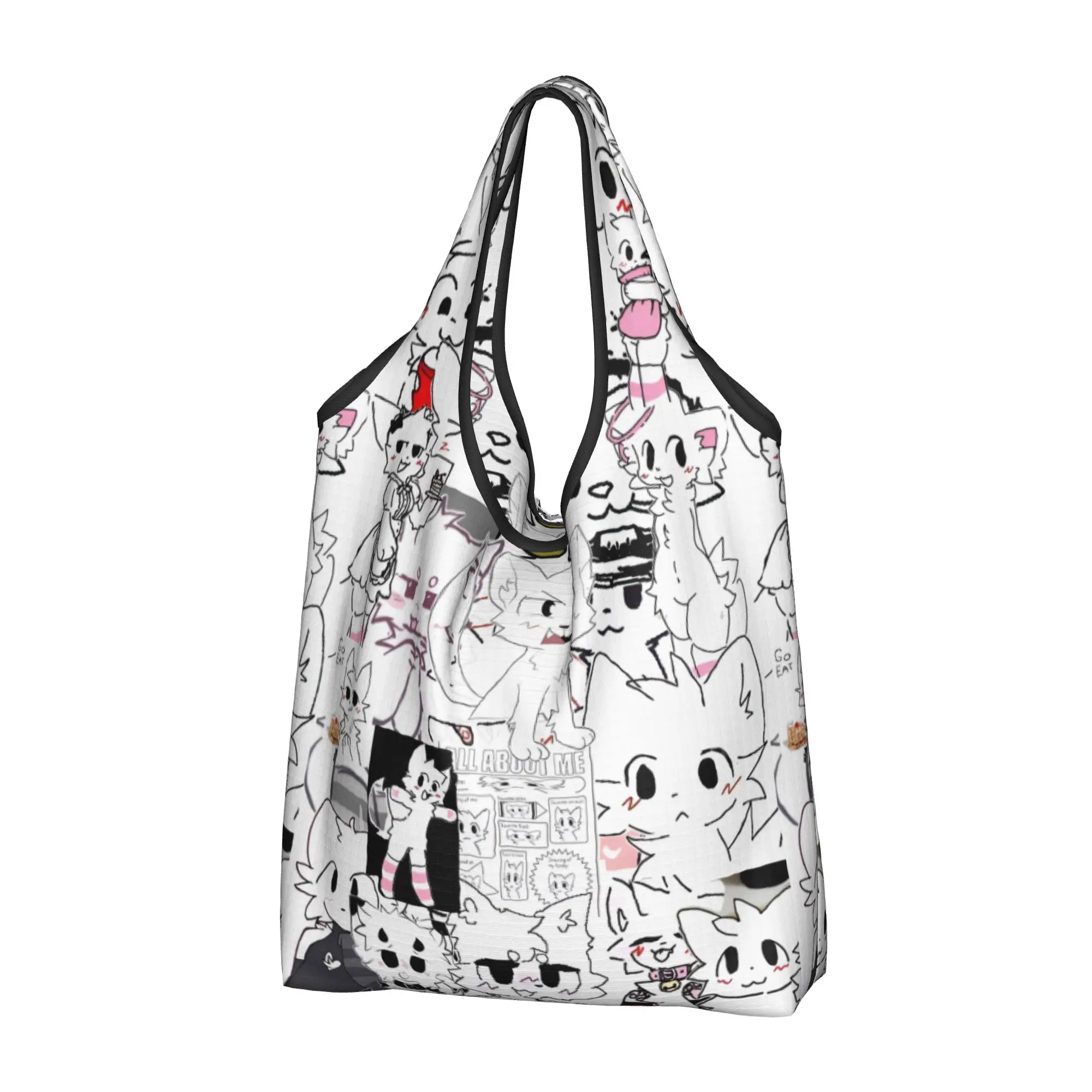 Custom Boykisser Silly Cat Shopping Bag Women Portable Large Capacity Groceries Internet Popular Tote Shopper Bags