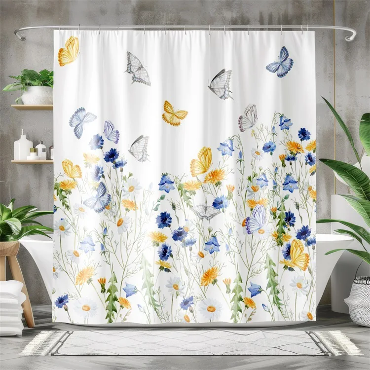

VIKAMA Botanical Floral Shower Curtain Waterproof and Durable Shower Curtain Blackout Shower Curtain Bathroom Decor