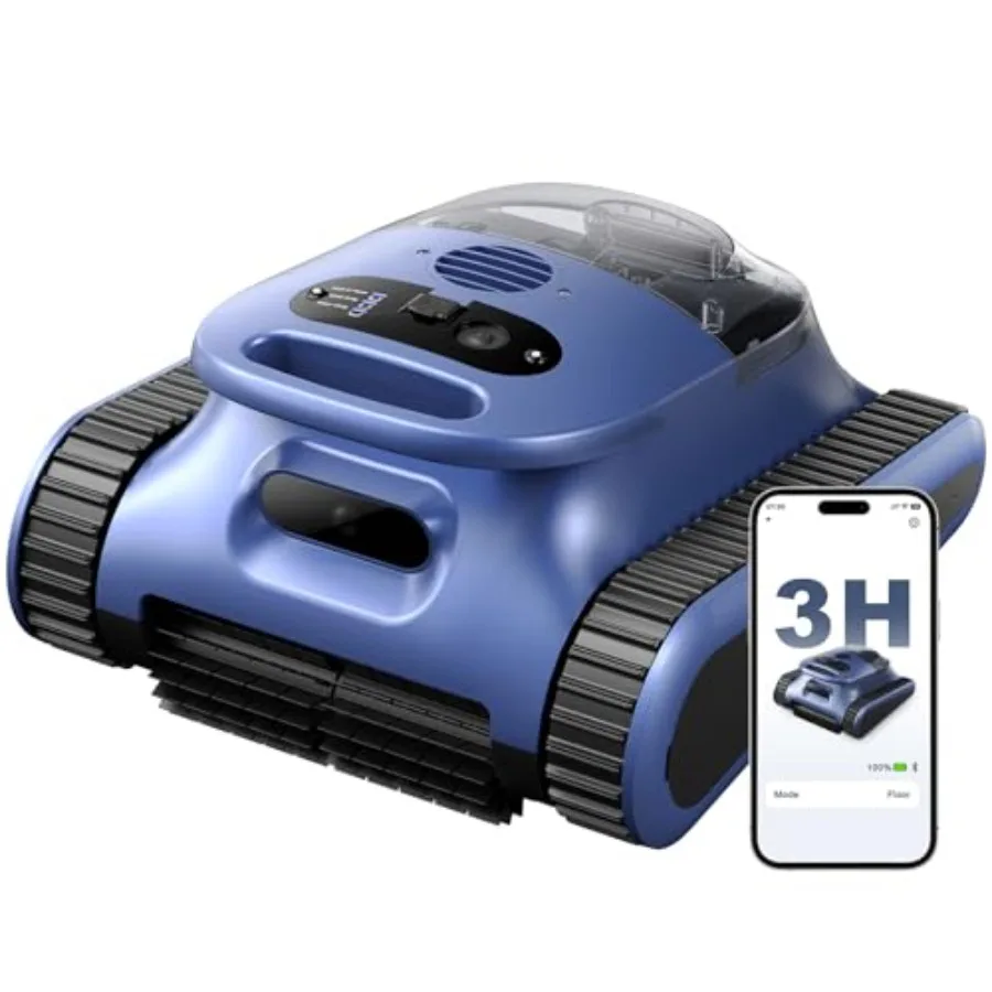 Automatic Robotic Pool Cleaner 3-in-1 cordless pool vacuum for inground pools: floor wall waterline cleaning up to 2150 sq ft;