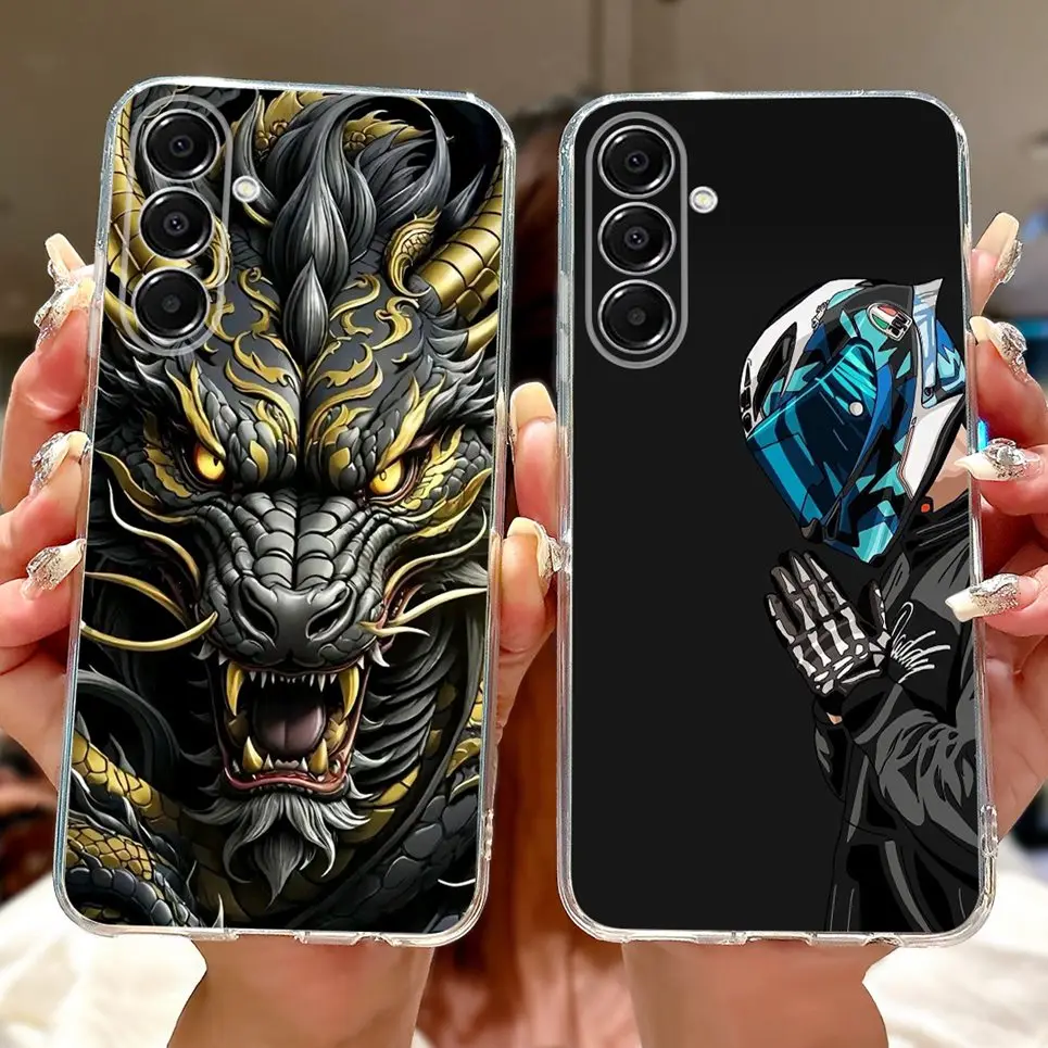 كول التنين الأسد النمر الكرتون نمط غلاف لسامسونج غالاكسي A17 5G A176B A17 4G A175F A 17 حافظة لينة سيليكون غطاء شفاف