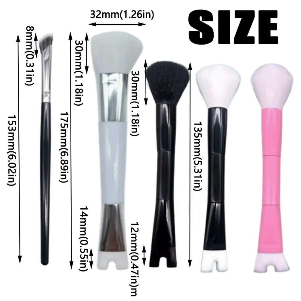 Ensemble de pinceaux de Contour du nez à Double tête 2 en 1, brosse à poudre Portable pour fard à paupières, inclinaison coudée douce, Kit de pinceaux cosmétiques pour étudiants, 2 pièces