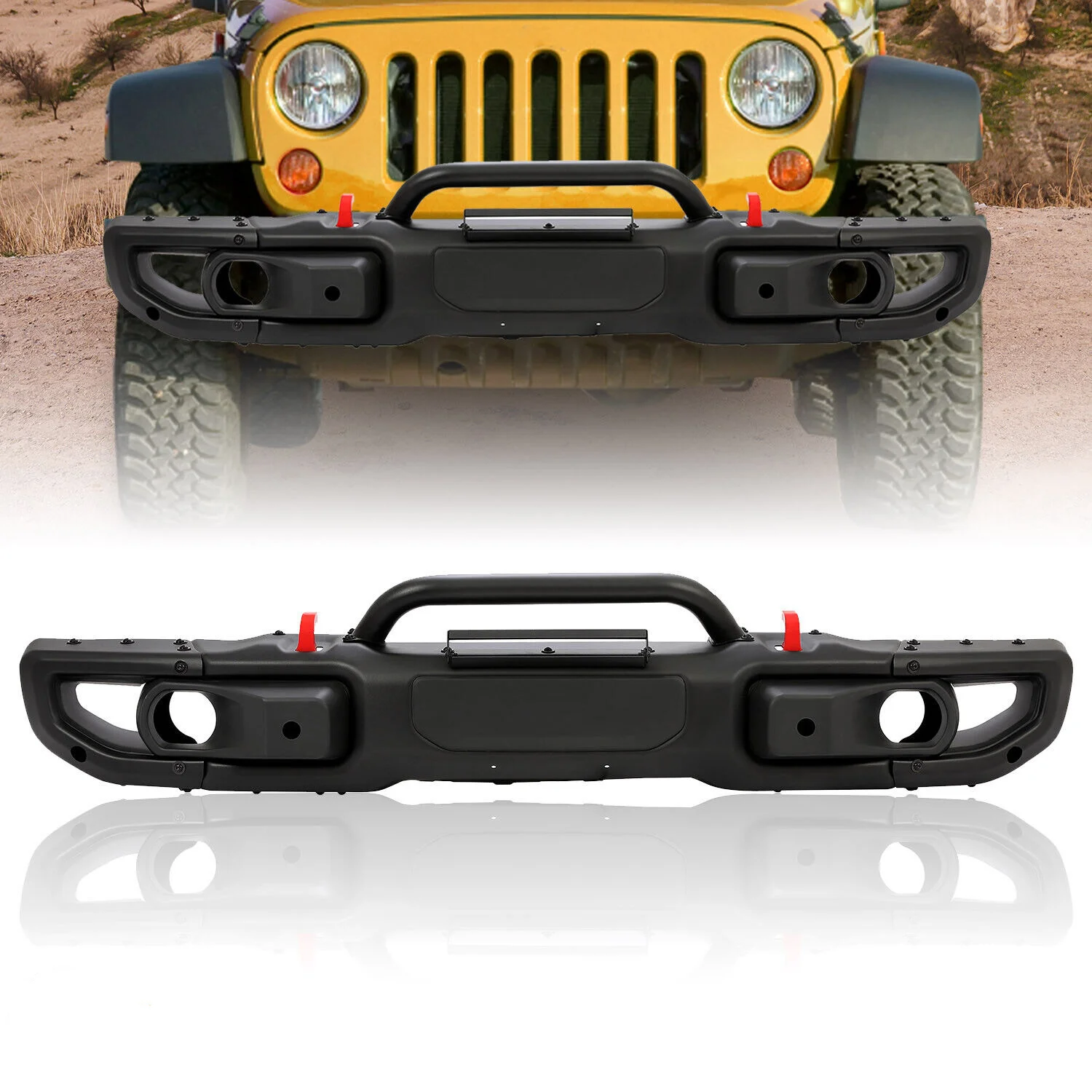 4x4 Auto Accessories  Aluminum Front Bumper with Corner for Jeep Wrangler JL 2018-2024
