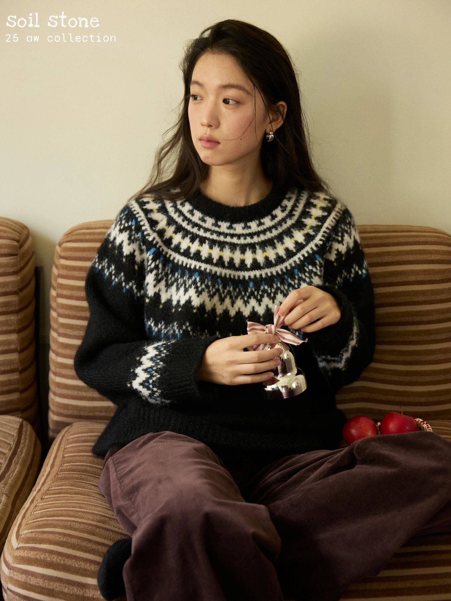 

Свитер женский зимний в скандинавском стиле, винтажный, с узором Fair Isle, из смесовой шерсти, с круглым вырезом, свободного кроя, с длинными рукавами, эксклюзивно онлайн