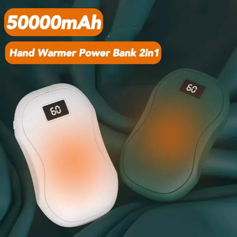 50000mAh Ogrzewacz do rąk 2 w 1 o dużej pojemności Power Bank Przenośny, bezpieczny i trwały ogrzewacz do rąk Zimowe ocieplenie Nowy 2025