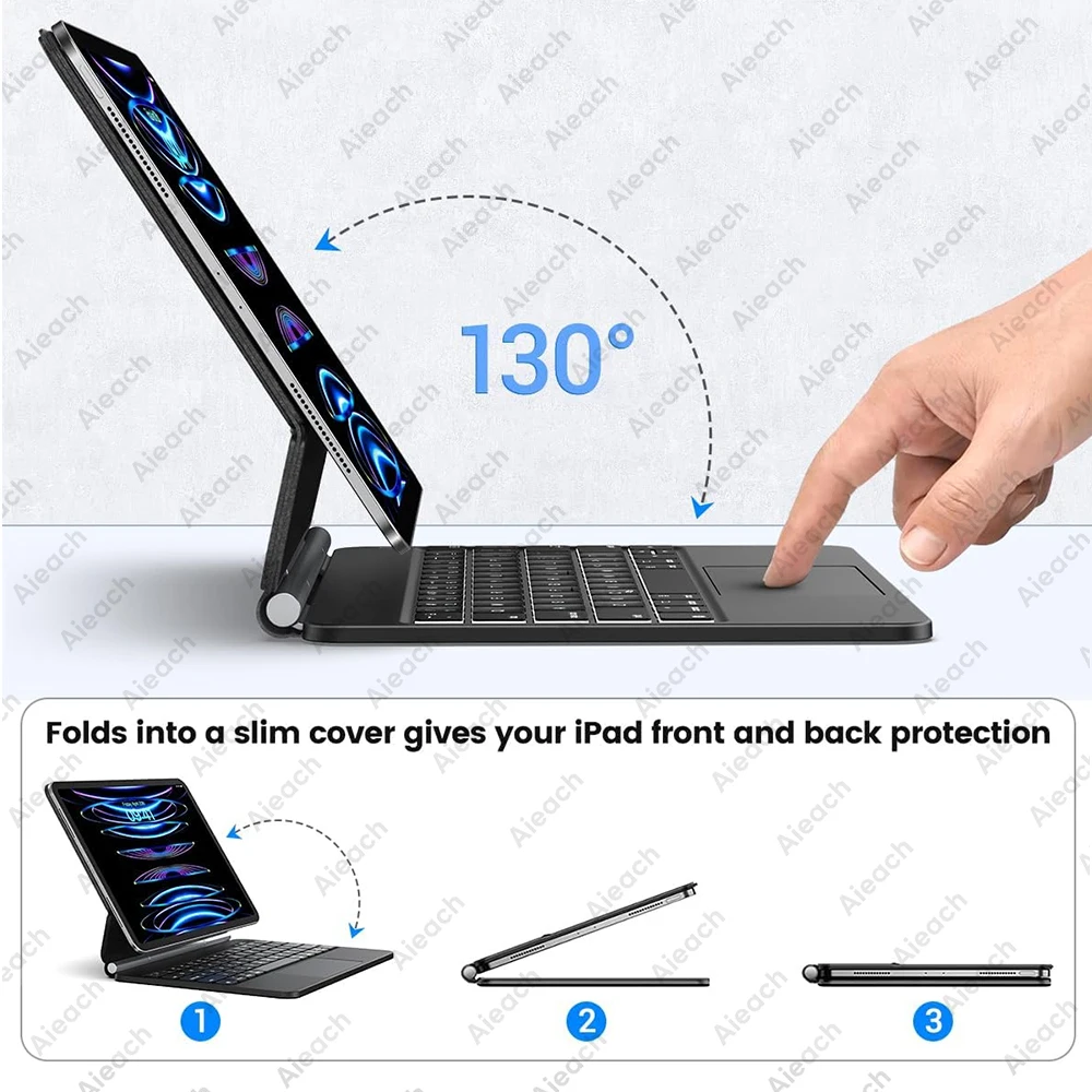 iPad Air 13 & 11 M2 M3 Air 4 5/ Pro 13 & 11 M4 & 12.9/ iPad 第11世代 A16 第10世代用マジックキーボードケース、マルチタッチトラックパッド付き