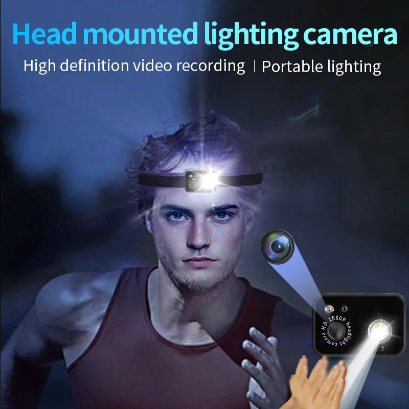 Headlight Sports Camera 1080P HD Action Camera Wave Hand Induction Video Recorder Built in Battery First Perspective Action Cam