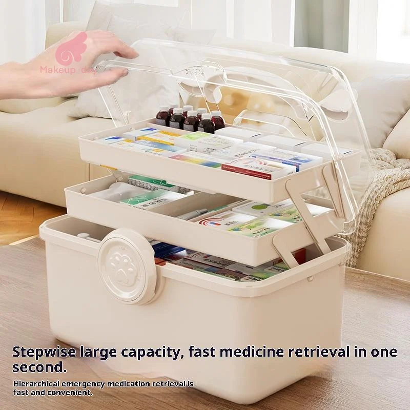 

1 шт., большая вместительная домашняя аптечка, коробка для хранения лекарств, многослойная классификационная аптечка, портативная медицинская аптечка первой помощи