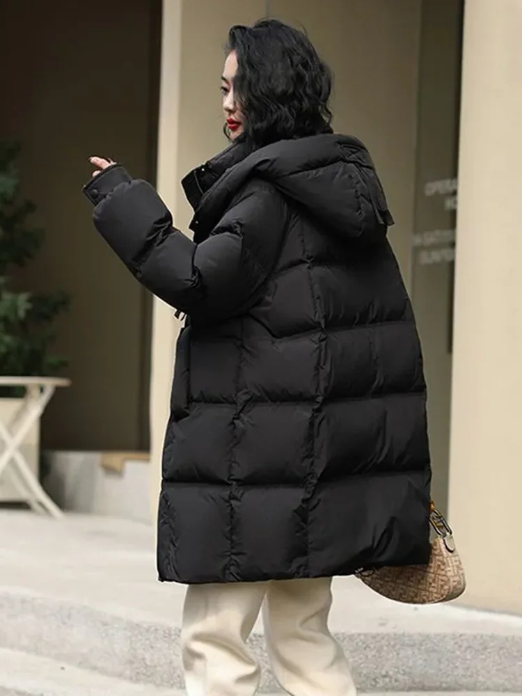 Winter Warm Down Cotton Jackets Tops Women Thicken Zipper Single Breasted Coats Casual Classic Solid Hooded Long Sleeve Abrigos