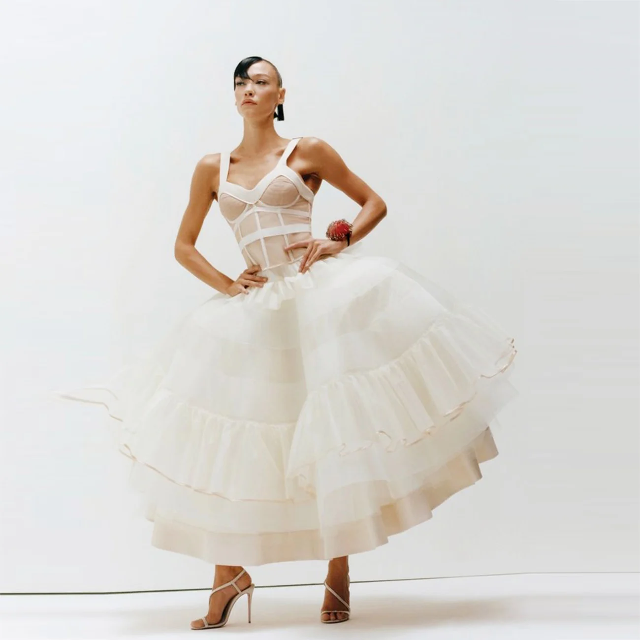 

Spaghetti Straps Tiered Prom Dress Women A Line Sleeveless Evening Gowns Girls Birthday Party Dress Formal Wear