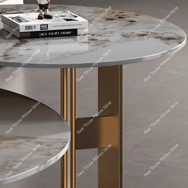 Round Modern Coffee Table Living Room Luxury Home Nordic Sofa Table Metal Aesthetic Table Basse Furniture Decoration