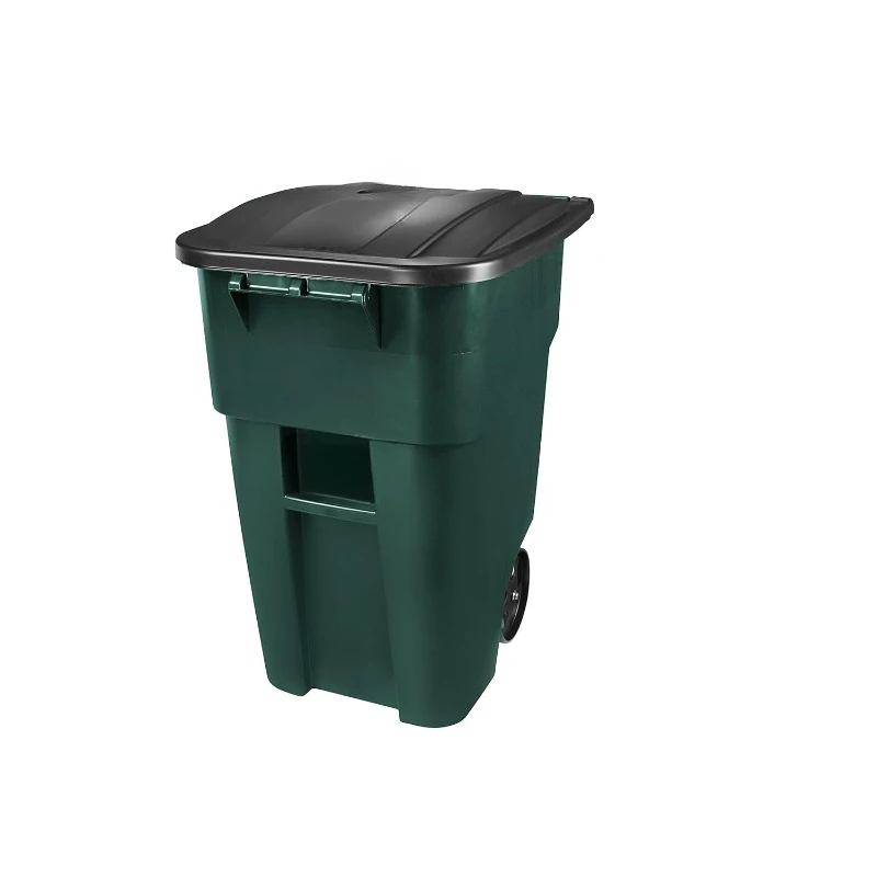 Rollout Heavy-Duty Wheeled Trash/Garbage Can, 50-Gallon, Dark Green, for Restaurants/Hospitals/Offices/Warehouses/Garage