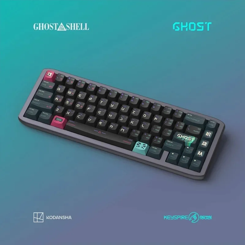 NEW Keyspire Ghost Shell PBT Dye Sub Keycaps Set 130 Keys Smile Profile Retro Anime Comic Custom for MX Mechanical Keyboard