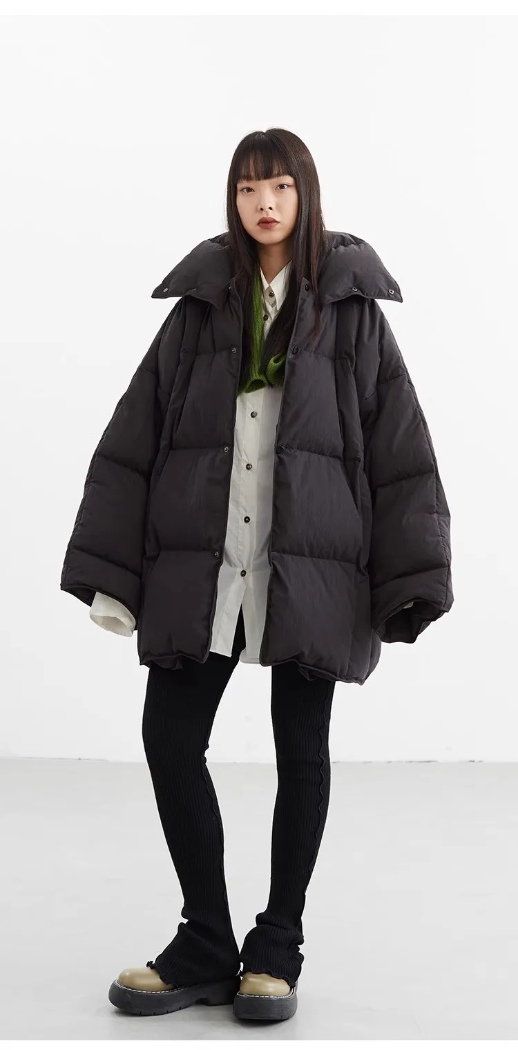 White Duck down Puffy Jacket~~New Winter down Jacket Versatile Thick Coat for Women~Detachable Collar