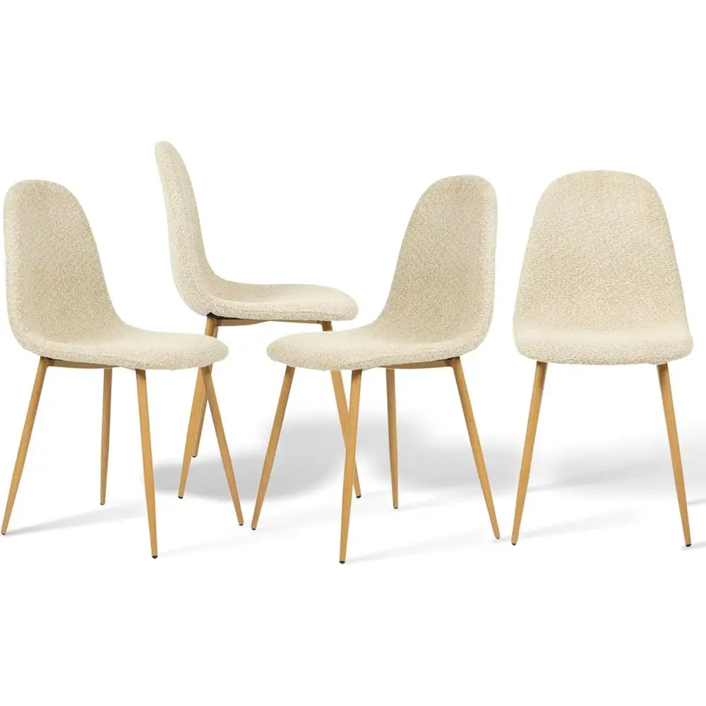 

Upholstered Dining Chairs Set with Metal Legs, Suede/Velvet Fabric, Suitable for Kitchen, Dining Room, Office, Restaurant (Beige